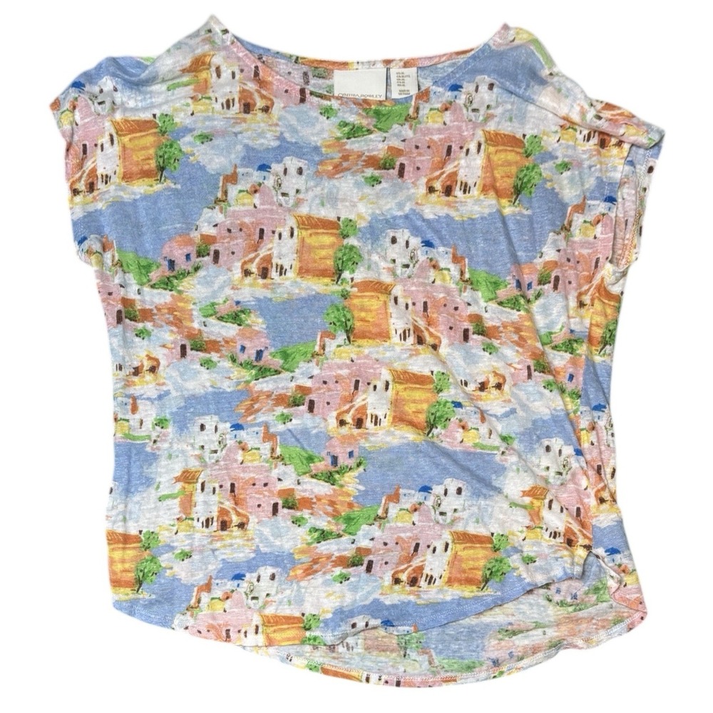 Cynthia Rowley Top Womens Extra Large Linen Resort Vacation Coastal Village Soft